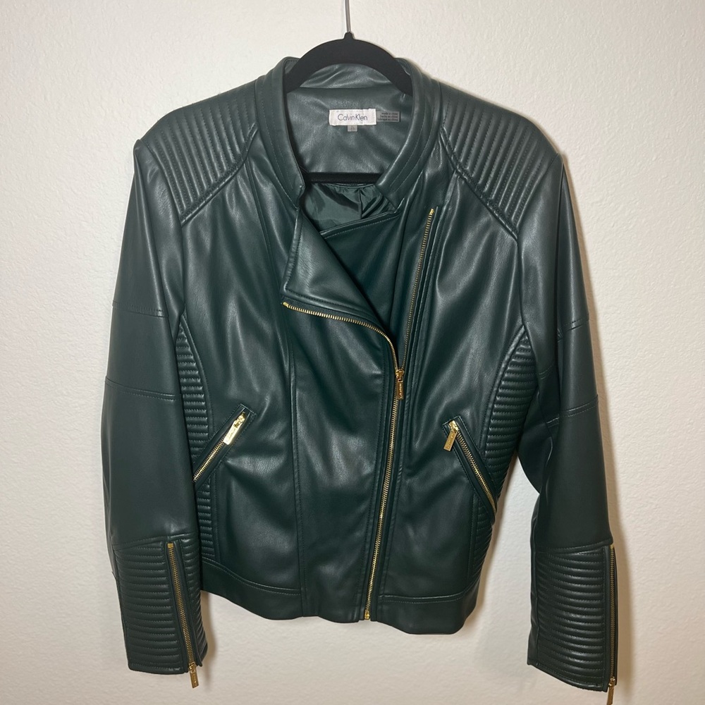 Calvin Klein Green Faux Leather jacket XL